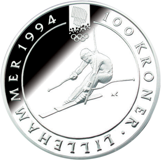OL-sølvmynt nr. 5 alpinist revers side